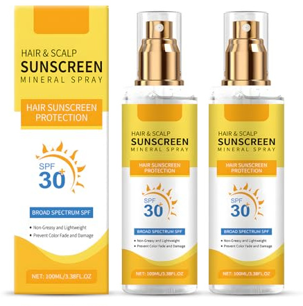 Rudfovn 2 Pack Scalp Sunscreen Spray, Broad Spectrum SPF 30 Hair & Scalp Sun Protection Spray for Outdoors UV Protection, Non-greasy & Lightweight