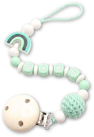 Schnullerkettenwelt Schnullerkette mit Namen personalisiert Baby Geschenk | Personalisiertes Babygeschenk zur Geburt, Taufe & Babyparty – Silikon & Holz, Handarbeit, für Mädchen & Jungen