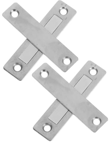 Toddmomy 2 Paia Calamite Chiusura Magnetica per Ante Scorrevoli in Acciaio Laminato a Freddo Argento, Chiudiporta Invisibile senza Foratura per Ufficio e Negozi