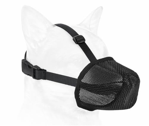 Breathable Mesh Dog Muzzle for Small Medium Large Dogs | Soft Anti-Biting Anti-Chewing Mouth Cover for Scavenging, Comfortable Panting and Drinking (L, Black)