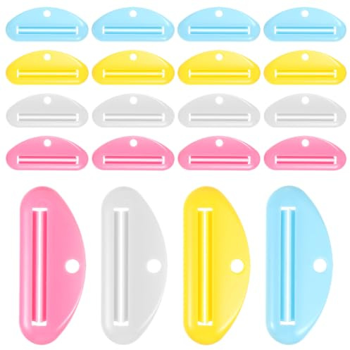 Mipcase 20 Piezas Exprimidor de Pasta de Dientes de Abs Rodillo Portátil para Baño y Viaje, Herramienta para Apretar Tubos sin Desperdicio