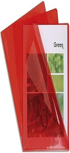 Exacompta - Ref 661275E - PVC-klädselmapp - lämplig för A4-dokument, 0,1 mm klar PVC, övre och högra öppningar, utskärning för enkel öppning - röd (påse med 100)