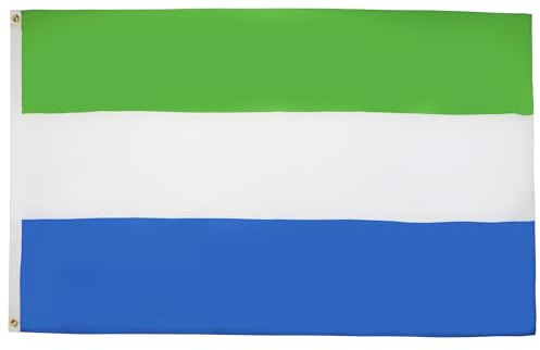 AZ FLAG Bandera Sierra Leona 150x90 cm Poliéster 100D 2 Ojales | Uso interior y exterior Enseña sierraleonesa Sierra Leone costuras dobles y bordes reforzados con ojales metálicos