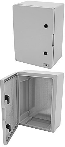 Arli - Armadietto per quadro elettrico, IP65, alloggiamento industriale vuoto, in plastica ABS, con piastra di montaggio zincata e serratura, sportello con guarnizione perimetrale