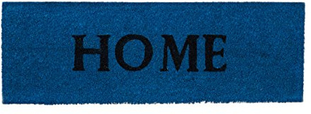 Relaxdays Home Fußmatte Kokosfaser Fußmatte 75x25 rutschfeste Oberfläche PVC blau
