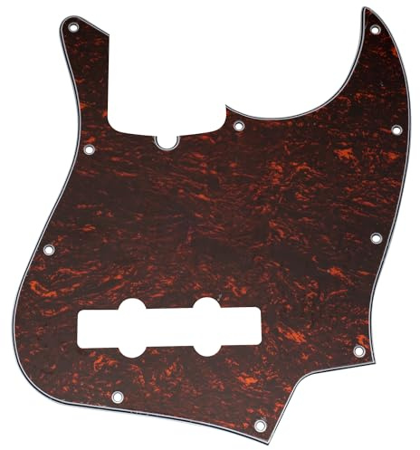 Musiclily Pro 10 Fori Stile Moderno Pickguard Battipenna Basso per American Jazz Bass 4 Corde, 4 strati Red Tortoise