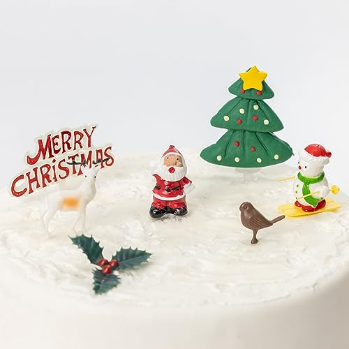 Evelay Cake Toppers Merry Christmas Cake Decoration|6-10Pieces|Cupcake Toppers|Multi Purpose Decoration (7 Pieces Set)