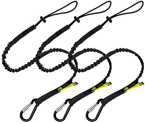 BearTOOLS Tool Lanyard with Single Carabiner and Adjustable Loop End, Standard Length, Maximum Weight Limit 8KG / 17.6lb, Aluminum Screw Lock Carabiner with Shock Cord Stopper, 0923S (3 Pack)