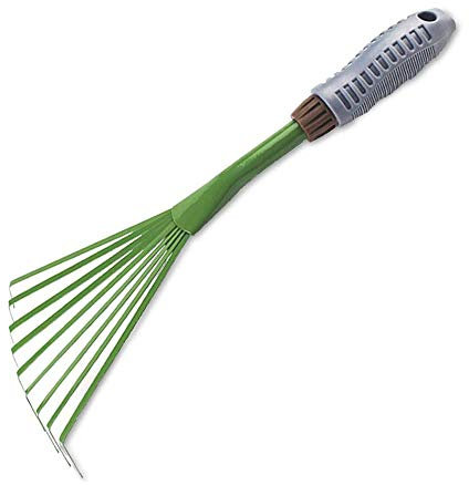 Home Garden Small Grip Hand Rake Leaf Broom Lightweight Ergonomic Grip Non-Slip Handle (Green)