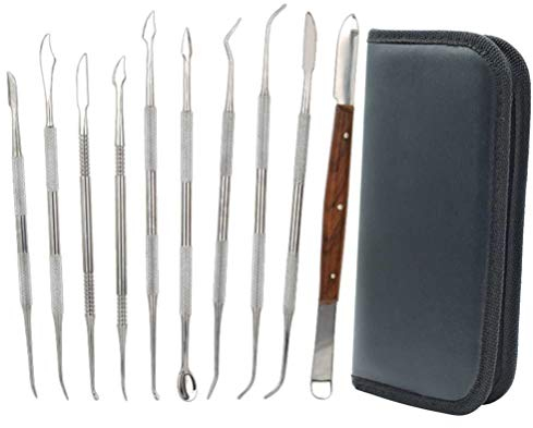 SUPVOX Accesorios de Modelado de Herramientas de Esculpir espátula de Cera de Acero Inoxidable (Bolsa Negra)