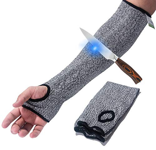 UrsoKuz Cut Resistant Sleeves with Thumb Hole Level 5 Protection, Arm Protection Sleeves for Men Women, Safety Arm Guard for Garden Kitchen Yard Work Warehouse Farm, Large