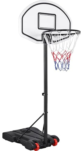 Yaheetech Canestro Basket Esterno Portatile Altezza Regolabile 196-251 cm Pallacanestro da Camera Interno Sportivo