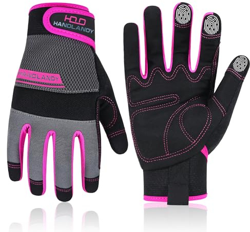 HANDLANDY Work Gloves for Women, Breathable Gardening Glove for Yard Maintenance, Hand Protection with Touch Screen for Gardeners, Farmers, Landscapers and Movers