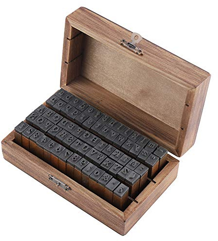 cigemay Holz-und Stempelset,Alphanumerische Symbole für Briefstempel,DIY-Stempel-Set mit Vintage-Holzkisten,Karten,Fotoalben,Kunsthandwerk
