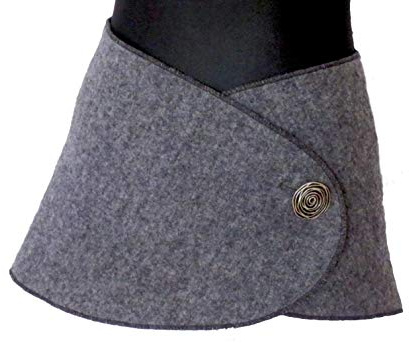 NAMSA - NIERENWÄRMER, Hüftgürtel aus 100% Wolle mit silberfarbenem METALL Knopf - Rosette, Cacheur, Hüftschmeichler, Wollschal