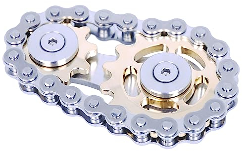 DMaos Fidget Spinner, Linkage Bike Chain Spinner Design 2 Gänge Figity Spin Fingerspiele, Metall Edelstahl Langlebige Mechanik mit glatten Lagern, Figit Spielzeug für Erwachsene Kinder - Gold