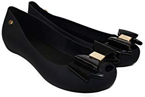 IVACHY Womens Jelly Ballet Shoes, Bow Details Slip-On Flats, Comfy Ladies Casual Wear Every-Day Closed Toe Ballerina Pumps Black