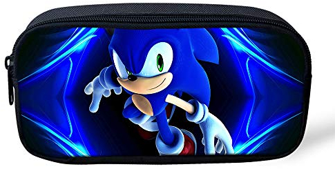 Sonic Federmäppchen Mäppchen The Hegehog Große Kapazität Mäppchen Stiftetasche Pencil Case Bleistift Tasche Briefpapier Beutel für Kinder Junge Mädchen Schule Zuhause Büro Lieferungen Speicher-Beutel