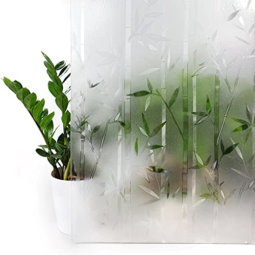 Fensterfolie statisch 67,5x150 cm | Sichtschutzfolie Fenster Milchglasfolie statisch haftend | Folie Fenster für Bad und Büro - Tageslicht genießen, Sichtschutz erhalten | Bamboo 3D