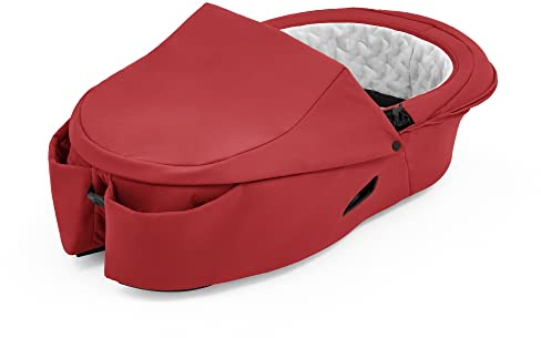 Stokke Xplory X Babyschale, Ruby Red – Abnehmbare Babywanne für Xplory X Kinderwagen – Innen gepolstert & atmungsaktive Matratze – mit Vabnehmbarem Windschutz & 2 praktischen Taschen
