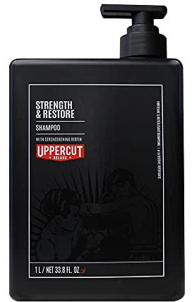 Uppercut Deluxe Shampoo Rinforzante e Rigenerante, Arricchito con Biotina e Caffeina per Favorire una Crescita Sana, Adatto a Tutti i Tipi di Capelli, Prodotto per Capelli Uomo 1L