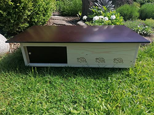 Woid Herz Premium Schildkrötenhaus aus 20mm Vollholz -2 mal Lasiert (SH5) - Wetterfest mit Boden und Tür inc. verstellbare Belüftung - Schildkrötenhaus Schildkrötengehege Schildkröte Freilauf Gehege