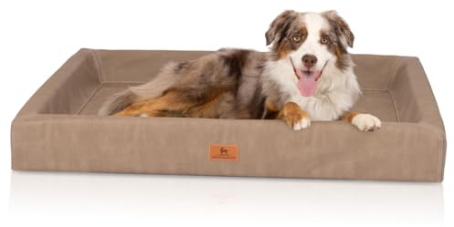 Knuffelwuff orthopädisches Hundebett Austin aus Kunstleder XXL 120 x 100cm Camel
