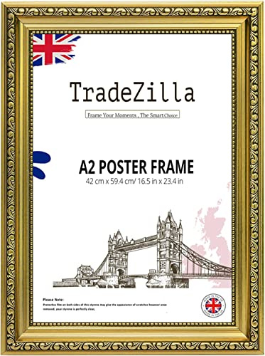 TradeZilla Large Vintage Style Ornate A2 Size Shabby Chic Gold -Handmade Picture/Photo/Poster Frame Wall Art Hanging Frame - Shabby Chic Wall Gallery Home Décor -A2 (42 cm x 59.4 cm)