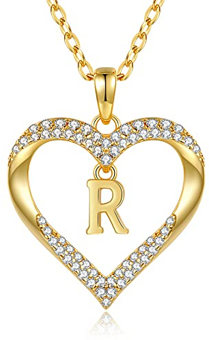 CDE Kette Damen 18K Vergoldet Halskette Initialen Herz Anhänger Buchstabenkette für Damen A-Z Personalisiert Kette Schmuck Geburtstags Geschenk für Teenager Mädchen Frauen Valentinstag Weihnachten | Geburtstags Geschenk für Sie Initiale Herz Anhänger Buchstabenkette für Valentinstag Weihnachten Schmuck Frauen Freundin