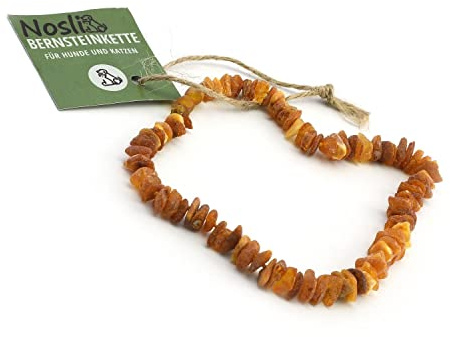 Nosli Bernsteinkette Halsband für Hunde und Katze, 65cm | Verstellbares Halsband aus echtem baltischem Bernstein, handgefertigt, natürlich, für Hunde und Katzen