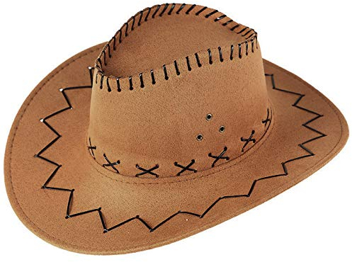 Orbgons Cowboyhut Westernhut Karneval Halloween Cosplay Fasching Kostüm Cowboy Hüte für Damen Herren Kinder, Cowboyhut mit Breiter Krempe, Cowgirl Fedora Leder Cowboyhut für Erwachsene