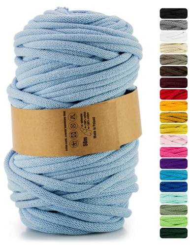 Netuno 1x corda macramè colorata blu azzurro 9 mm 50 m corda in cotone anima in poliestere filo spago uncinetto ferri da maglia decorazioni cordoncino colorato cavo
