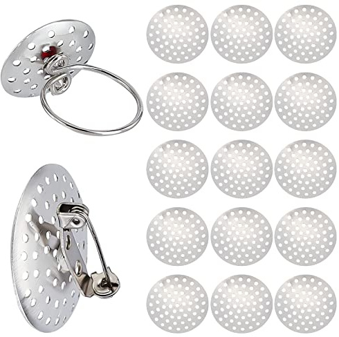 SUNNYCLUE 1 Box 200pcs Brooch Base 14mm Brooch Tray Pin Clasps Pin Disk Base Settings Trays for Jewellery Making Women Adult DIY Brooches Tie Earrings Craft Decor Silver