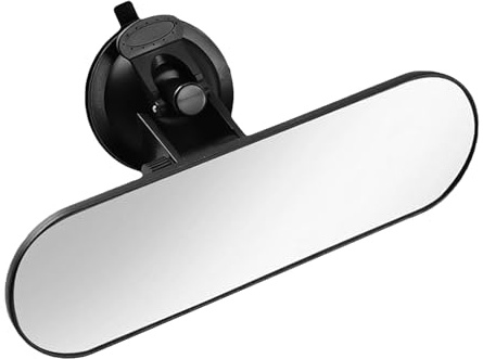 GKmow 1 PC Rear View Mirror with Suction Cup, HD Car Rear View Mirror, ABS Adjustable Anti-glare, for Most Cars SUVs Trucks (White)