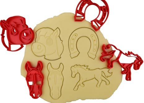 3DKOUPE - Ausstechformen Pferde - 4er Set - Pferdeköpfe, Hufeisen, Pferd