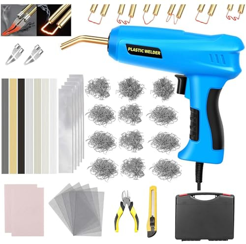 Mytovosn 200W Soudage Plastique Machine avec 1000 PCS Agrafes et 56 bâtons de soudage, 2 en 1 Kit de Réparation de Pare-chocs de Voiture,Soudure en plastique pour pare-chocsvoiture/car pièces