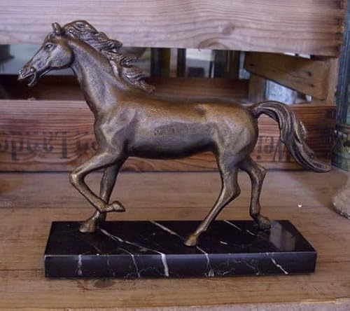 Generisch Schreibtisch Statue AUF SOCKEL Pferd Figur Metall ANTIK Bronze PATINIERT NEU