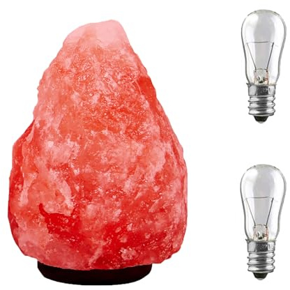 Sevengirl Lampade di sale dell'Himalaya con dimmer, con cristalli di sale rosa puro dell'Himalaya, lampada di sale di roccia per lampade da comodino, luce notturna,1-2kg