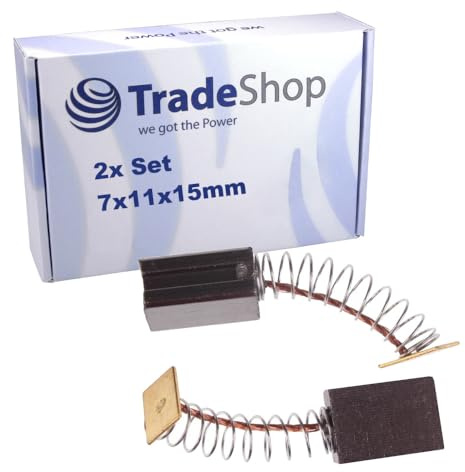 2x Trade-Shop Kohlebürsten Motorkohlen Kohlestifte 7x11x15mm kompatibel mit Trovex TRGS 1200 L Meister Craft MHRW 1200 MGS 800