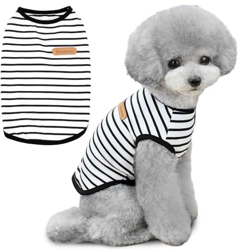 Voarge T-Shirt à Rayures pour Chien, vêtements en Coton Doux pour Chiot, débardeur pour Animal Domestique (Noir, L)