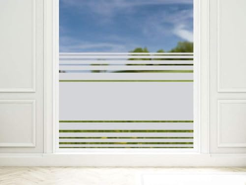 GRAZDesign Sichtschutzfolie Fenster mit Streifen, 50 x 57 cm | Selbstklebender, lichtdurchlässiger Sichtschutz in Streifen für glatte Glasflächen