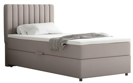 PANDA MÖBEL Homesy Everest Boxspringbett 90x200 cm, Doppelbett inklusive Matratze und Topper, Polsterbett mit Bettkasten, Komfortables Boxspringbett für das Schlafzimmer, modern und stilvoll
