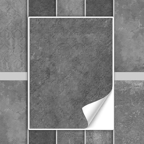 GRAZDesign Fliesenaufkleber Bad & Küche Grau Muster Textur Klebefliesen selbstklebend - 20x25cm / 30 Stück