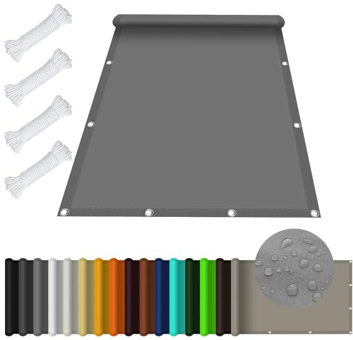 Sonnensegel 2.4 x 2.4 m, Wasserdicht 98% UV Schutz Sonnensegel Balkon ohne Bohren inkl Befestigungsseile für Garten Terrasse, Hellgrau