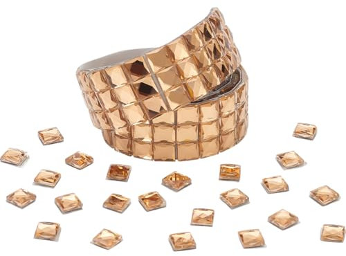MAYJOYDIY 540 Stück 10mm Facettierte Diamantaufkleber Champagnerfarben Selbstklebende Strassfliesen Mosaikspiegelfliesen Discokugelfliesen Für Die Innendekoration Dekorations DIY Produkte (2 Rolle)