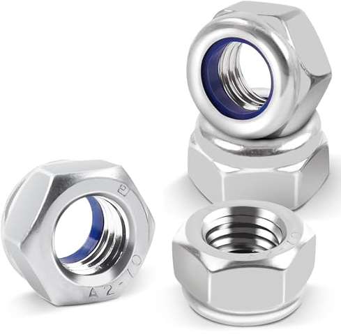 30 Stück Sechskantmuttern M5, Sicherungsmuttern Edelstahl A2 V2A, Selbstsichernde Muttern, Stopmuttern, Kontermuttern Set