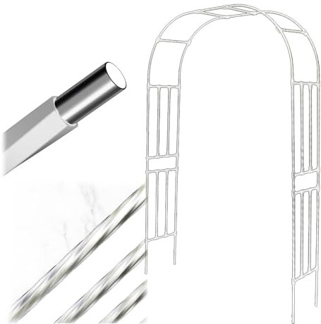 Yidelchon Arche De Jardin Treillis Arqué pour Plantes Grimpantes Fleurs Herbes Légumes Fruits, Arceau À Rosiers pour Décoration De Fête De Mariage, Tonnelle Colonne De Jardin(White,280X240cm(WXH))