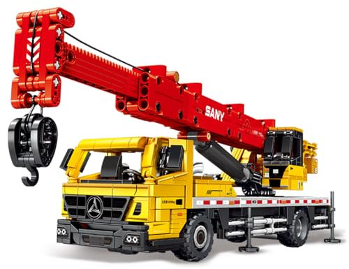 HIGH GODO Technik Kran Klemmbausteine, 991 Teile 1:24 Model LKW Baukran Bausatz,Geländekran Geburtstag Geschenke für Erwachsene und Jungen ab 8 Jahre