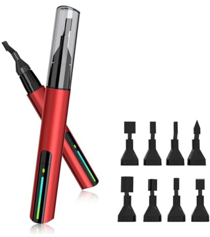 Priyyiu Ponceuse Alternative, Mini Ponceuse, Stylo de Ponçage Électrique à Chargement USB avec Tête de Ponçage 8 Pièces et Papier de Verre Auto-Adhésif et Facile à Utiliser