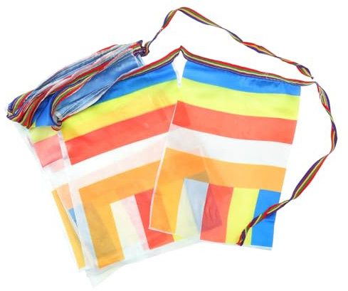 Happyyami Drapeaux De Prière Bouddhistes 5 Couleurs En Soie Pour Temple Et Décoration Extérieure, Guirlande Suspendue Pour Rituels Et Contemplation